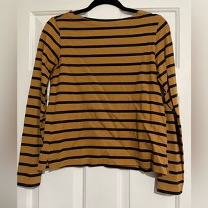 Tan and Navy long sleeve Uniqlo top